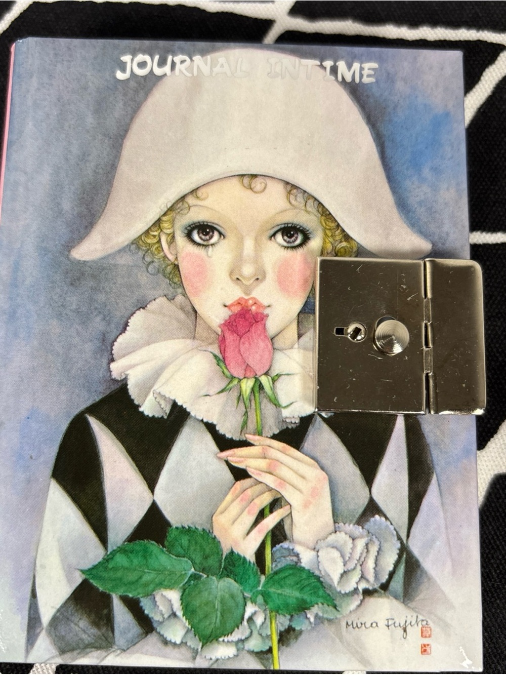 Mini Pierrot Harlequin Locking Diary Mira Fujita Blank Pages 5x4" 🎭